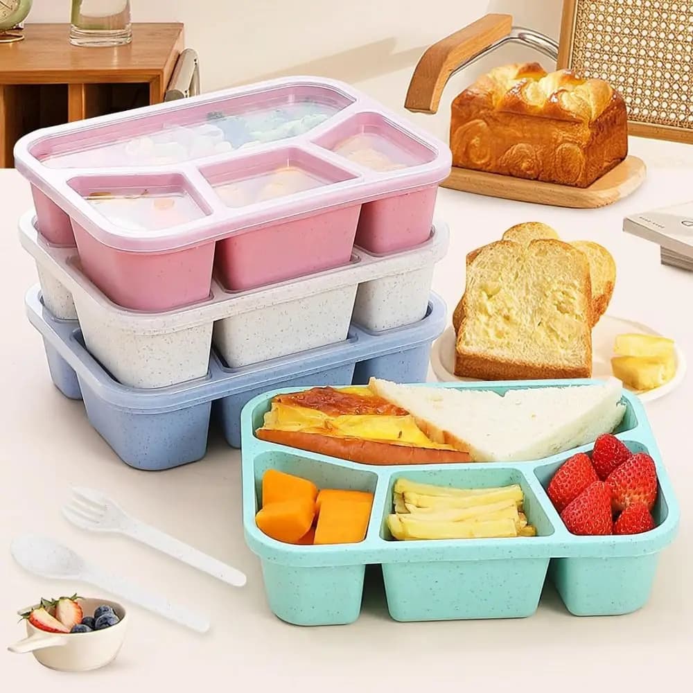 4 scomparti Bento Box per bambini coperchi riutilizzabili scatole per Snack impilabili contenitori per la preparazione dei pasti da viaggio leggeri contenitori per la preparazione dei pasti portatili