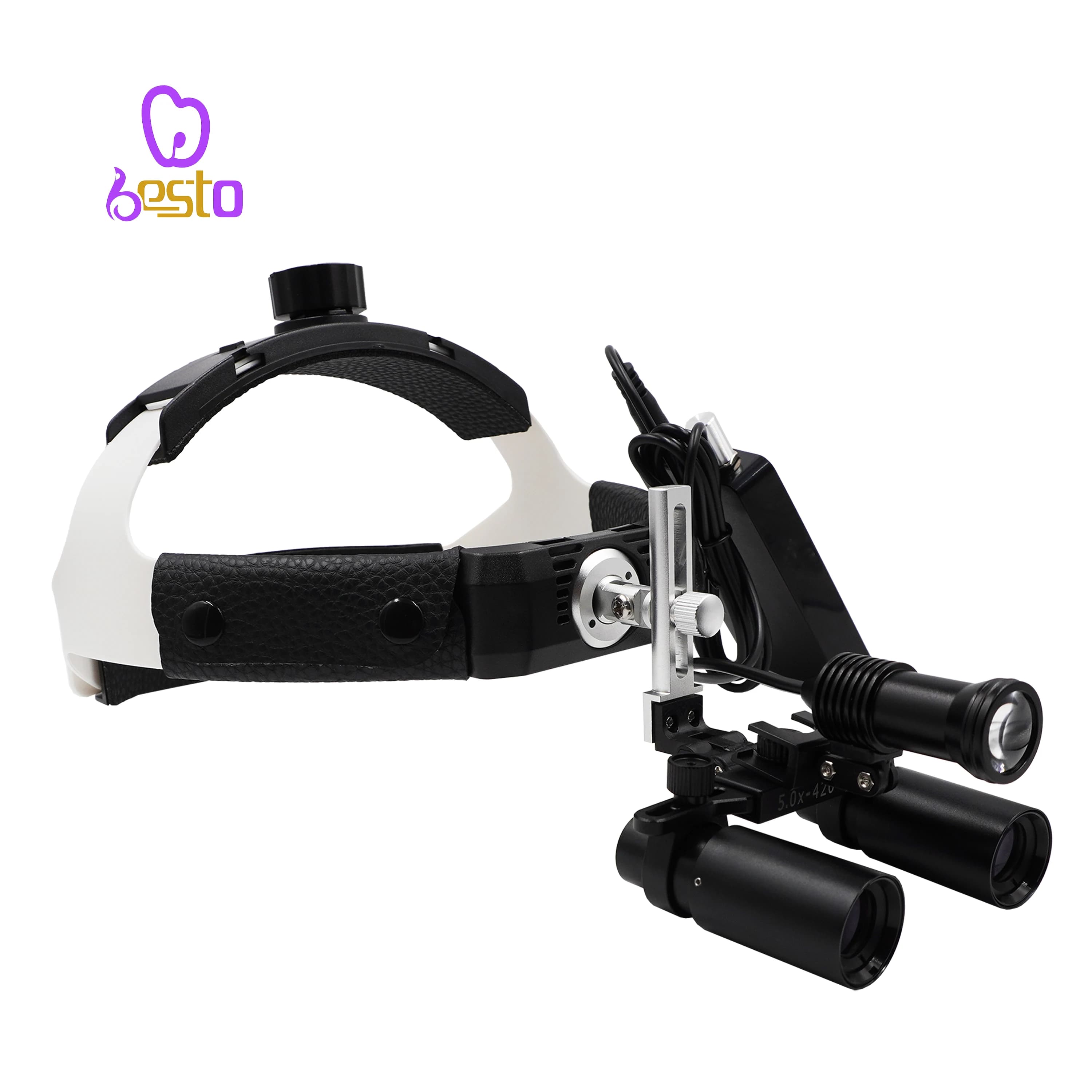 Dental Magnifier 5X Binocular Loupes Headband Adjustable With LED Headlight 5W Dentist Surgical Headlamp Tool