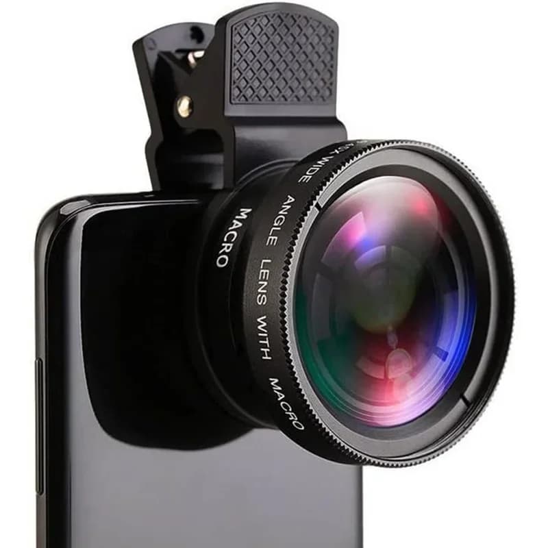 Obiettivo 2 in 1 Clip universale Obiettivo per telefono cellulare da 37 mm Professionale 0,45X 49Uv Obiettivo super grandangolare + Macro HD per iPhone Android