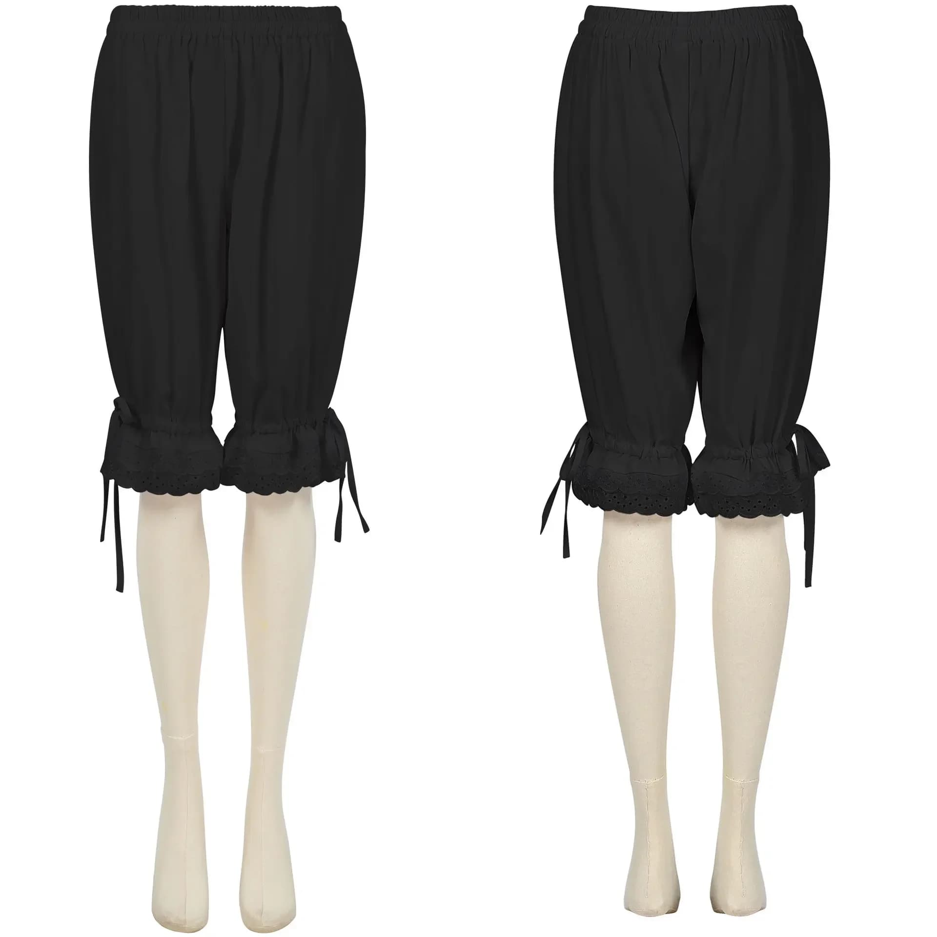 Medieval Summer Lace Women Shorts Female Wide Leg Pants Casual Loose Elastic Waist Shorts