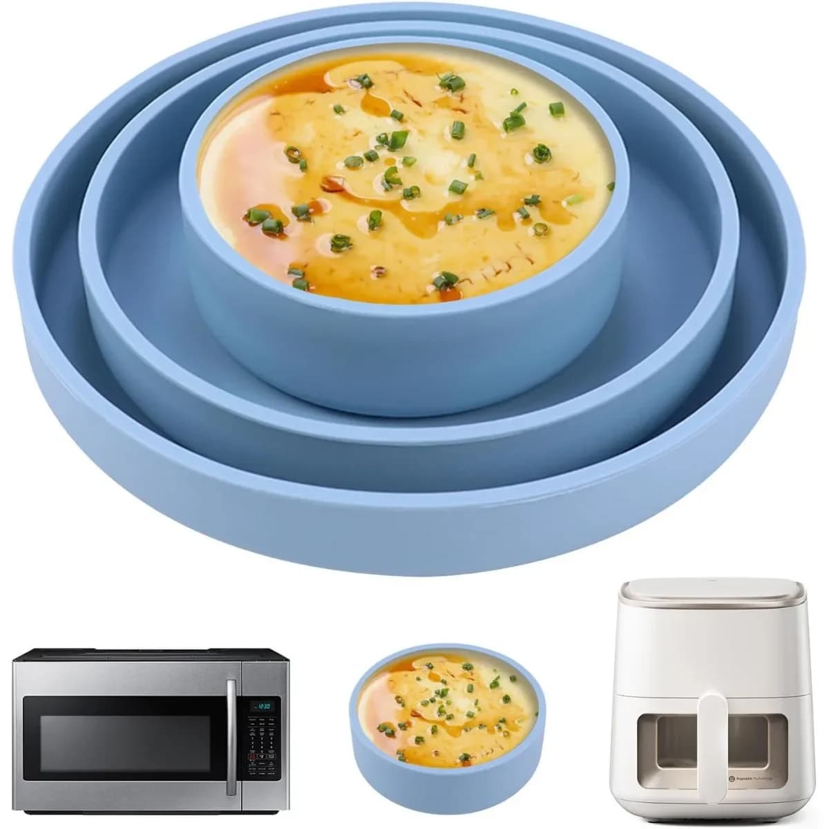 3PCS Silicone Microwave Egg Cooker Poacher Reusable Nonstick Air Fryer Egg Maker Mold for Breakfast Sandwiches Microwave Tools