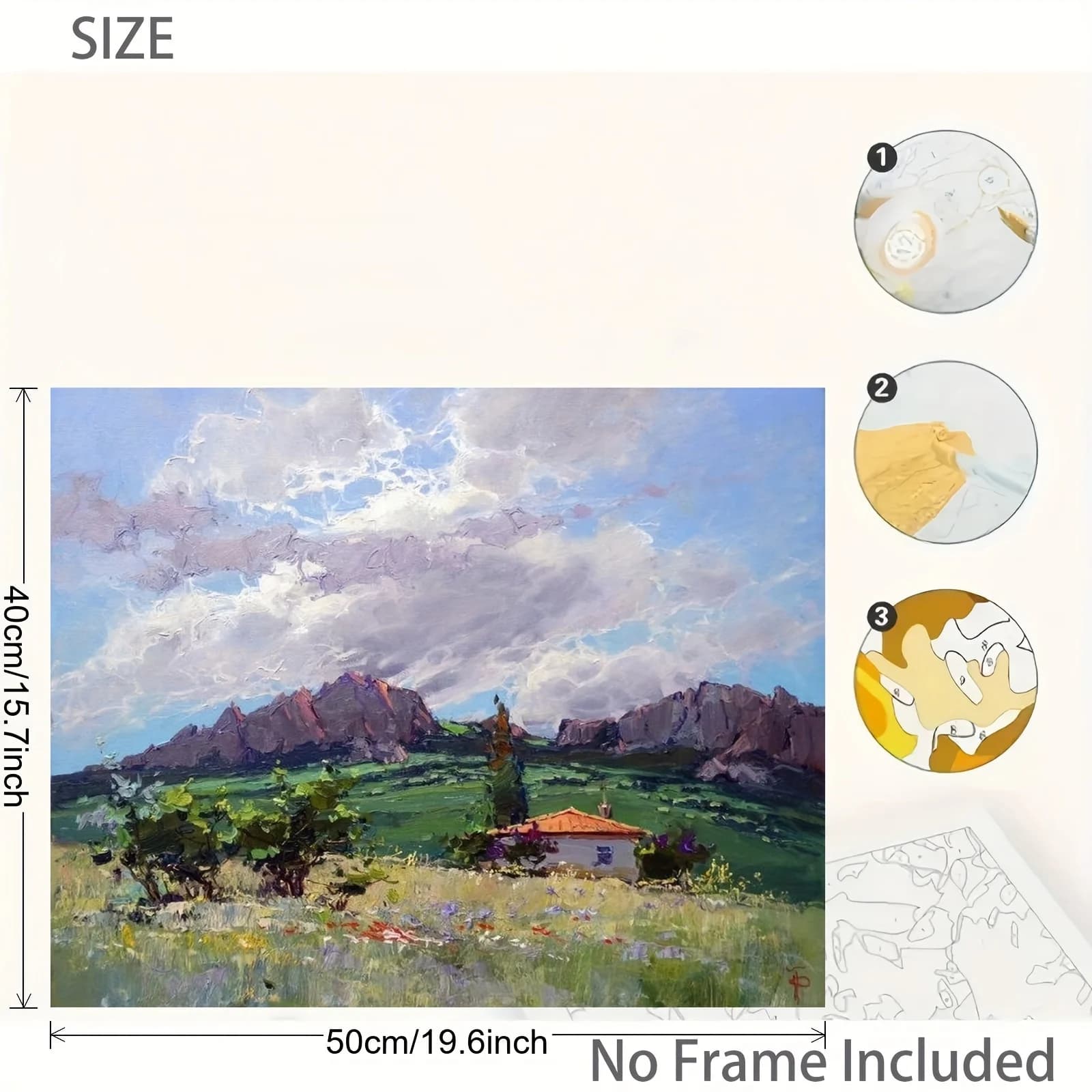 Professional Art Use A 2D Flat Frameless Digital Painting Kit Suitable for Beginners, Featuring Acrylic Paints, a Canvas, Three