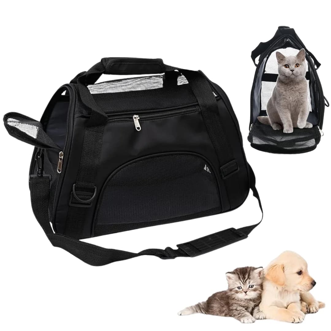 Breathable Mesh Pet Carrier Bag for Cats & Dogs - Portable Foldable Backpack Handbag for Travel and Vet Visits