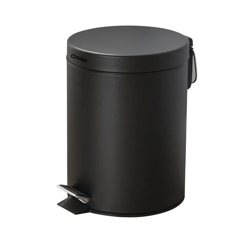ORZ Cestino per rifiuti rotondo nero con gradino, contenitore per rifiuti, con coperchio, per bagno, camera da letto, cucina