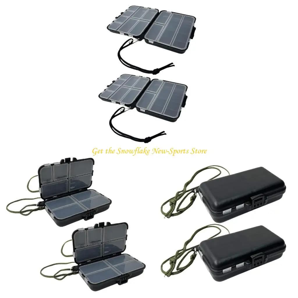 E56D 2 pieces fishing gear box folding equipment visible with dividers