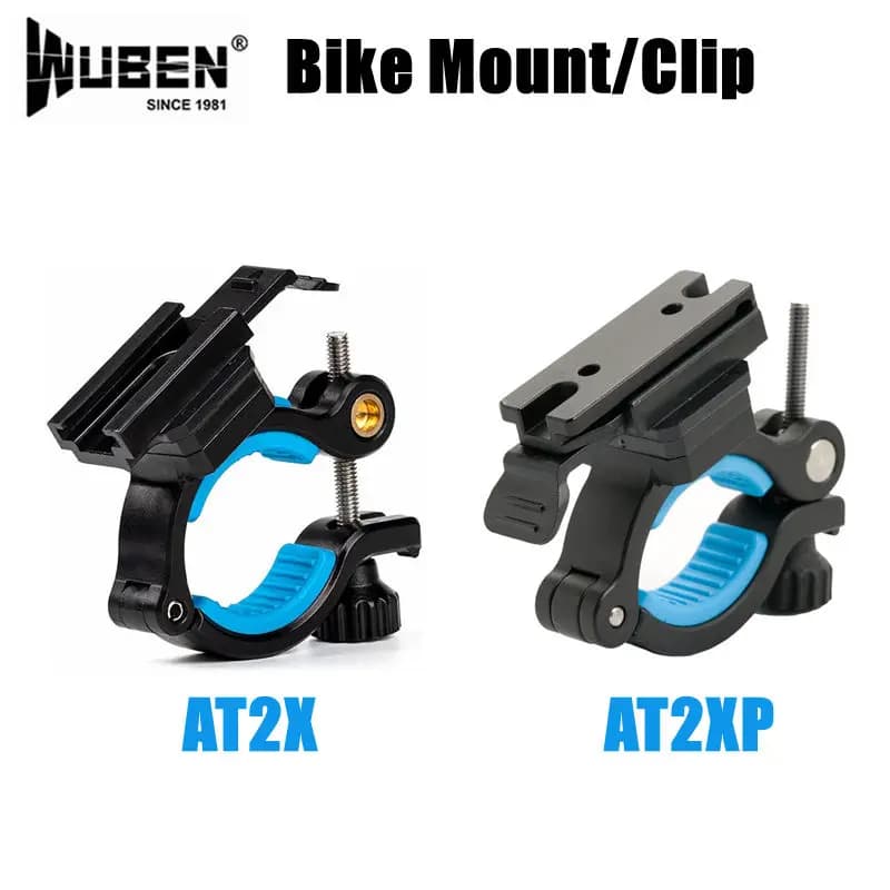 Supporto per bicicletta WUBEN AT2X per torcia WUBEN X4 / X1 / X2 Pro, clip per bici, illuminazione per ciclismo, completamente aggiornato con materiale metallico