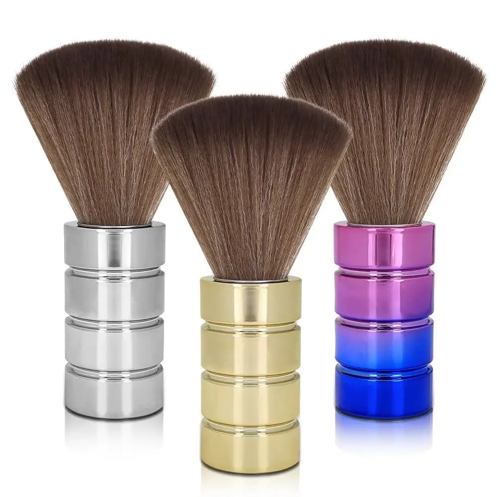 Electroplated Neck Duster Brush Duster Soft Professional Cleaning Tools with Handle Anti-Static Hair Cutting Brush