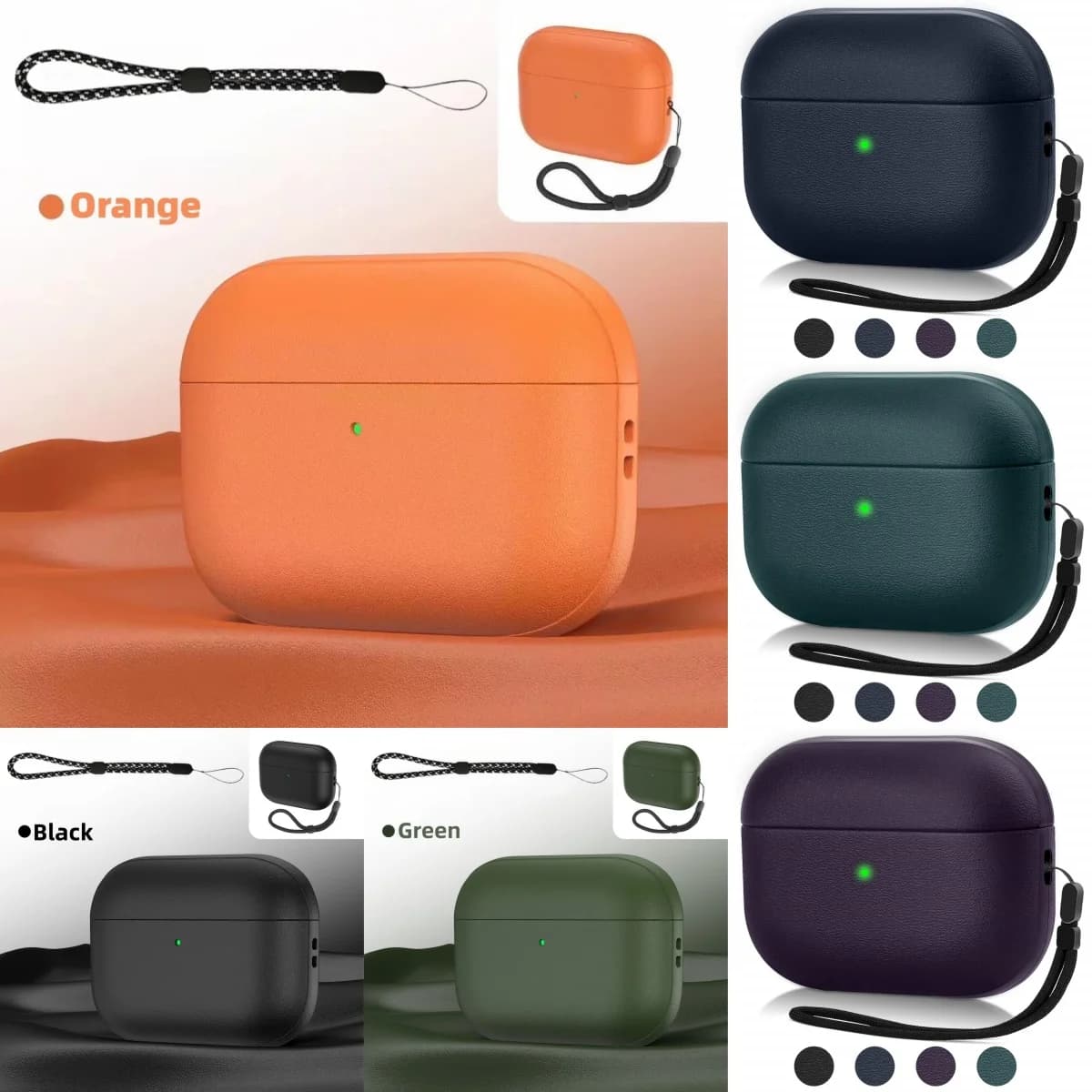 (2025 Nuovo) Per AirPods Pro Custodia di terza generazione Texture in pelle Custodia protettiva antiurto in TPU morbido con cordino per Airpods Pro 3