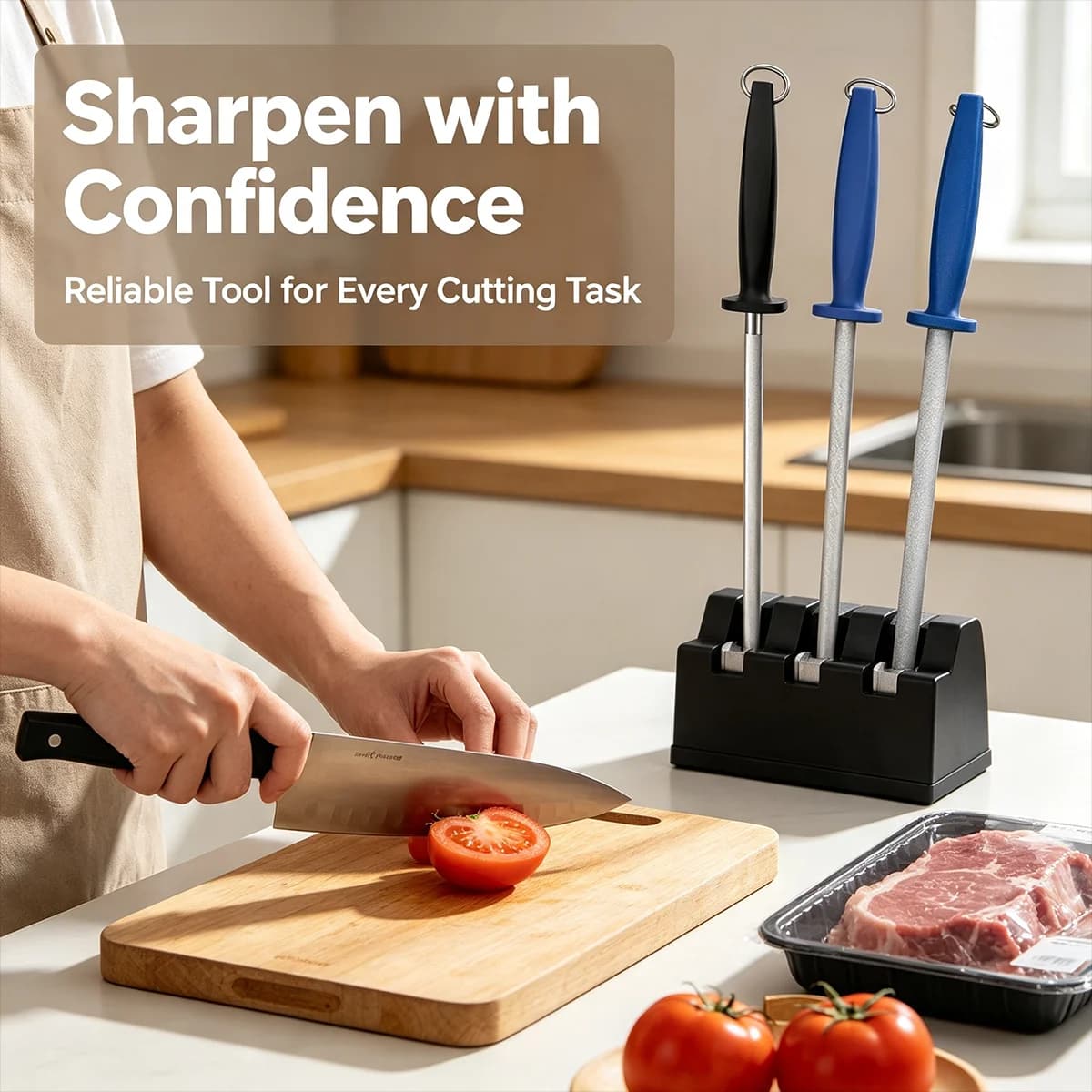 Professional Sharpening Rod Chef Knife Sharpener Honing Steel Bar Kitchen Knife Carbon Steel Sharpening Stick