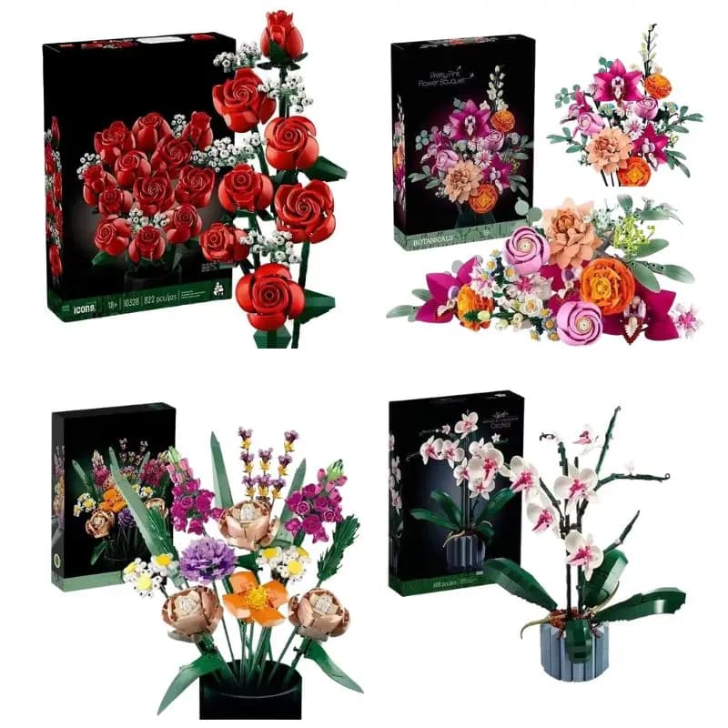 Compatibile con il set di costruzioni Lego fai-da-te per adulti, mattoncini MOC con fiori secchi per decorazioni domestiche, regalo unico per la collezione botanica