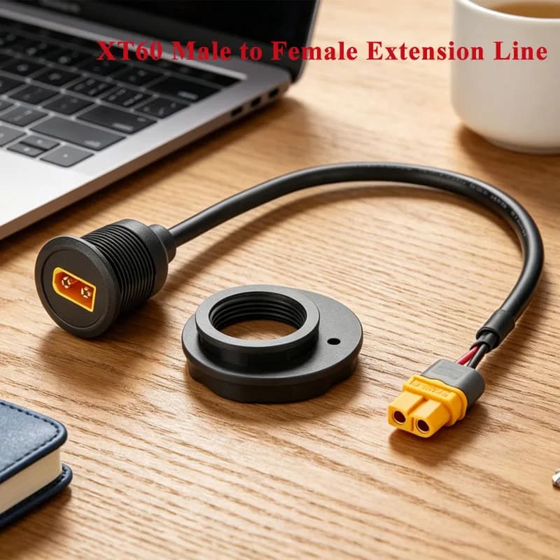 Cavo di Prolunga XT60 Maschio-Femmina per Connessione Batteria di Aeromodelli/Droni, Cavo di Montaggio a Pannello con Filettatura Circolare XT60