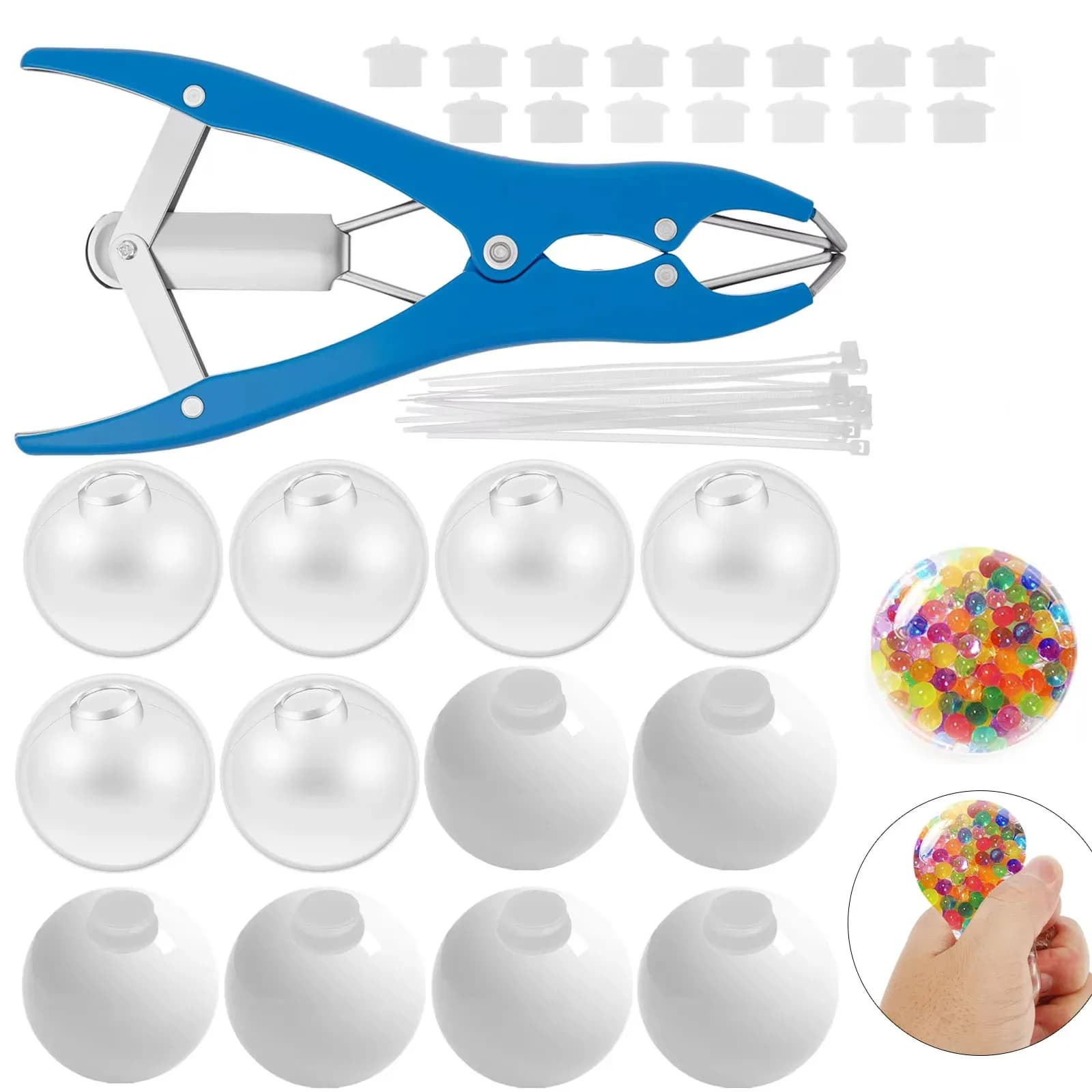 15Pcs DIY Stress Ball Kit Blank Pressure Ball Skin DIY Kit with Expander Tool Make Your Own Stress Toy for Adults Beginners