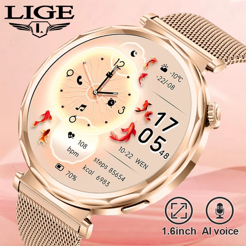 LIGE 2026 New Women's Smart Watch Full Circle Touch Screen Bluetooth Call Waterproof Sport Activity Fitness Smartwatch Women's Gift