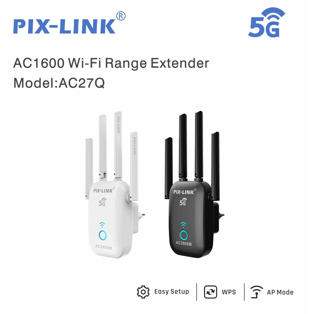 PIX-LINK AC27Q Ripetitore Wi-Fi Range Extender Amplificatore di segnale - Ripetitore di segnale Wifi Amplificatore di rete wireless per Home Office