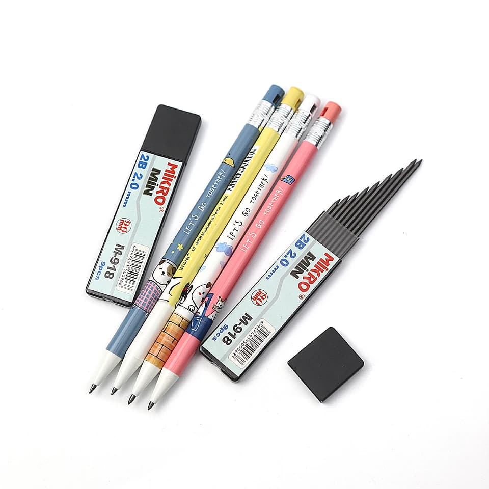 8pcs Automatic Mechanical Pencil 2.0mm Cute Plastic Drafting Pencil for Kids School Office Supplies with 2 Pencil Lead Included