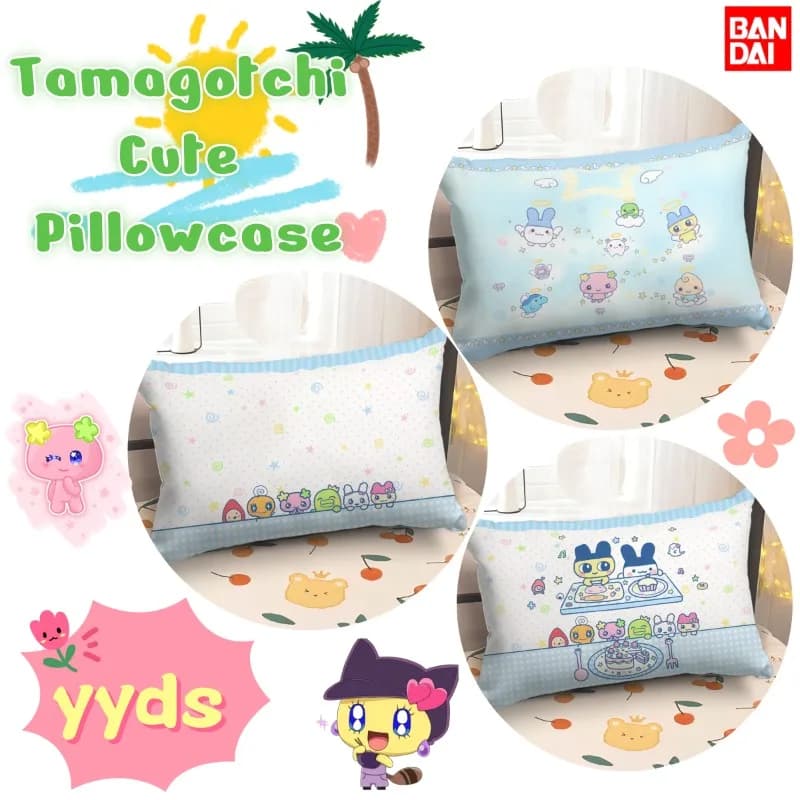 Cute Cartoon Tamagotchi Pillow Cover, Removable Washable Ins Style Cushion Cover for Sofa Dorm, Soft Nap Throw Pillowcase