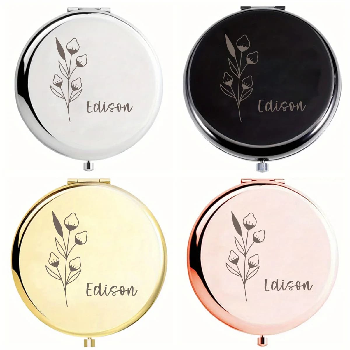 Golden Iron Mirror with Custom Text and Name Engraving, Gift for Weddings and Celebrations