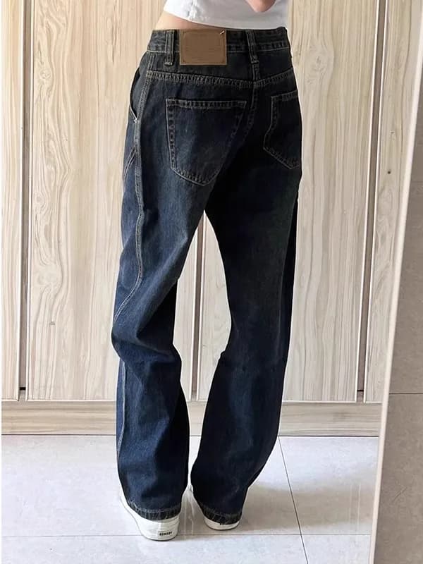 plus Size 300 Pounds American Retro Wash Slimming Knife Jeans Men Women Spring Autumn Loose Straight Leg Trendy Brand