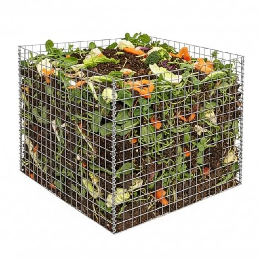 Compostiera a rete grande per compostaggio in giardino, cesto in filo metallico per esterni 36x36x30 pollici, 168 galloni