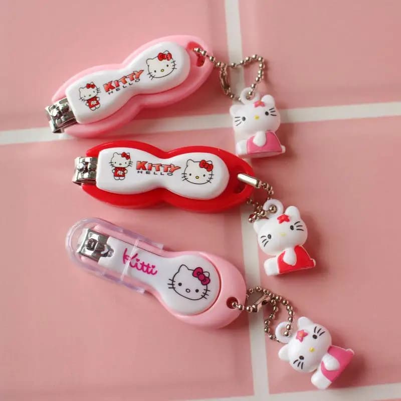 Kawaii Sanrio Hello Kitty Nail Tools, KT Cat Shape Keyring, Portable Nail Care Gift