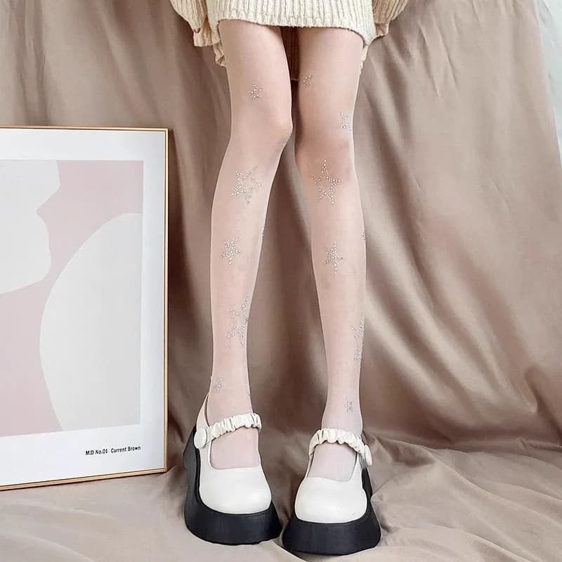 1/6 pairs Fashionable Versatile Star Pattern Thin Summer new women Socks Leggings Comfortable Casual simple women socks