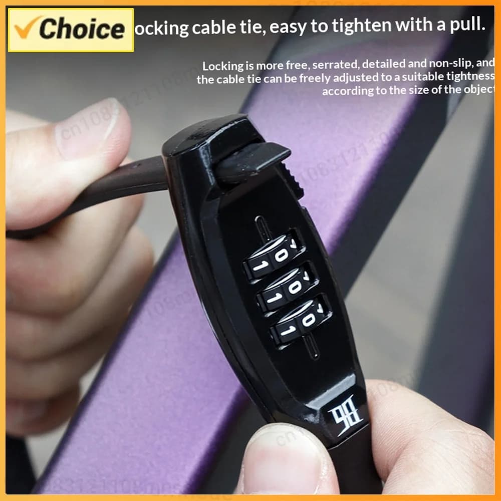 Portable Bicycle Cable Tie Lock Rust Proof Alloy Steel Password Locks Freely Adjustable Rope Locks for Motorcycle Helmet MTB