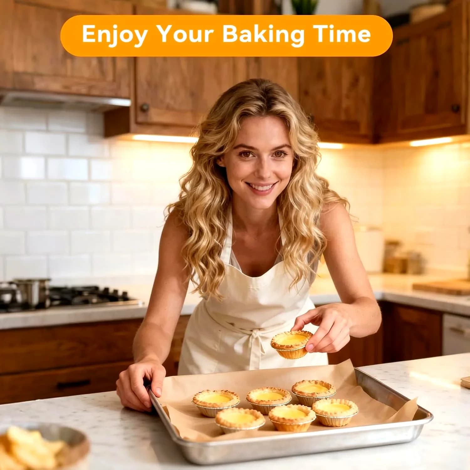 100 Pcs Parchment Paper Baking Sheets, 12x16 Inches Non-Stick Precut Baking Parchment, for Baking Grilling Air Fryer Steaming Bread Cup Cake Cookie and More (Unbleached)