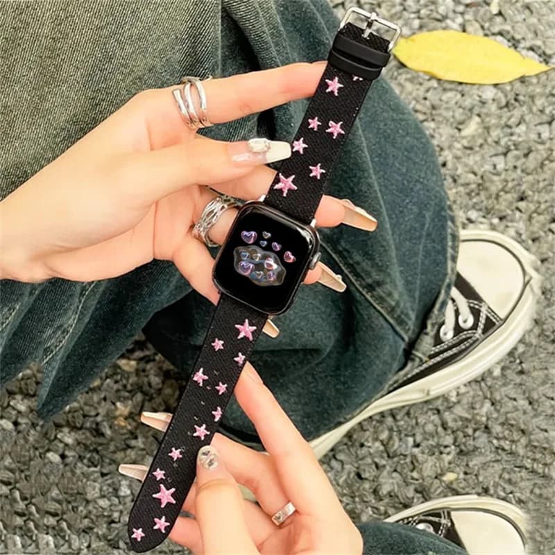 Cowboy Y2K Star bracelet for Apple Watch Ultra2 49 45 44mm 41 42 Women's Retro Women's Watch Series 9 8 7 SE 6 5 4 3