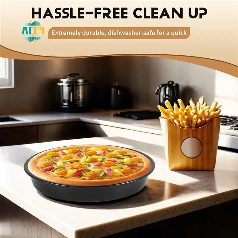 AEE4 Cans for cakes, pizza pans, 3 pieces/set Stainless steel round air fryer Accessories for Slow Cooking Bars for Home Kitchen Cakes