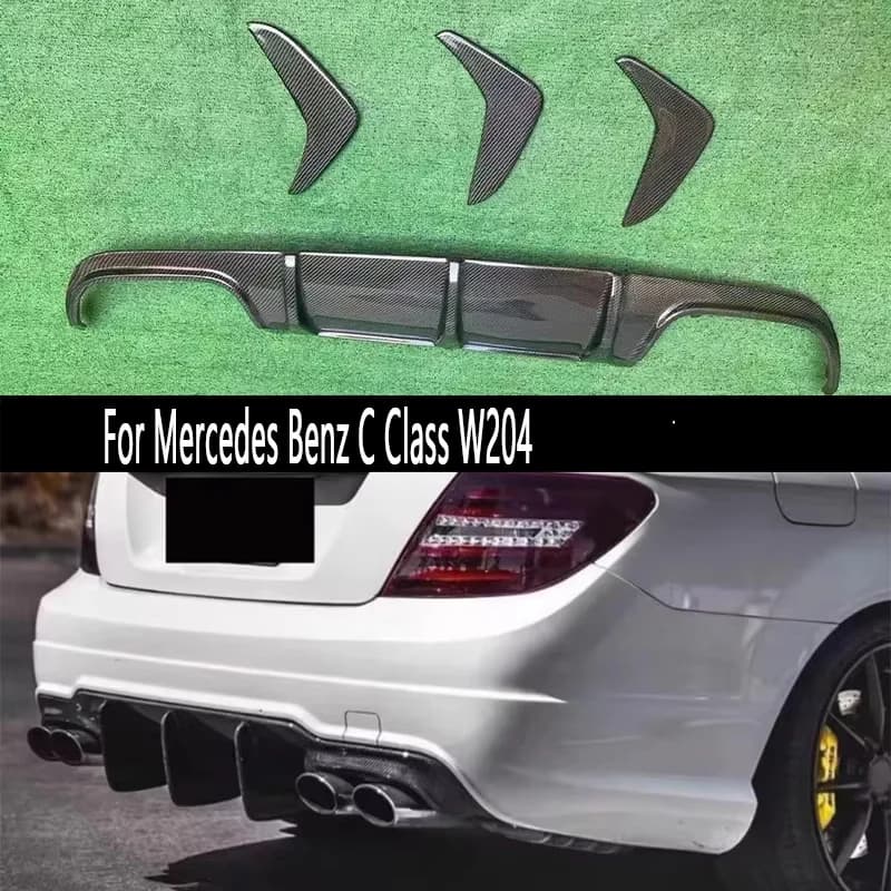 Diffusore Posteriore in Fibra di Carbonio per Mercedes Benz Classe C W204 C43 C63, Splitter Posteriore, Spoiler, Labbro Posteriore, Parti Auto, Kit Carrozzeria