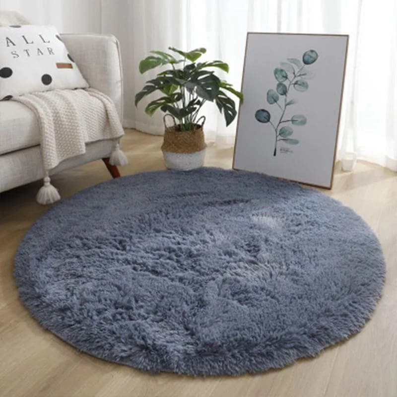 Tappeto in seta e lana VIKAMA tinta unita, cuscino rotondo per cesto sospeso, tappetino yoga, tappeto per camera da letto, tappetino per guardaroba, decorazione per la casa