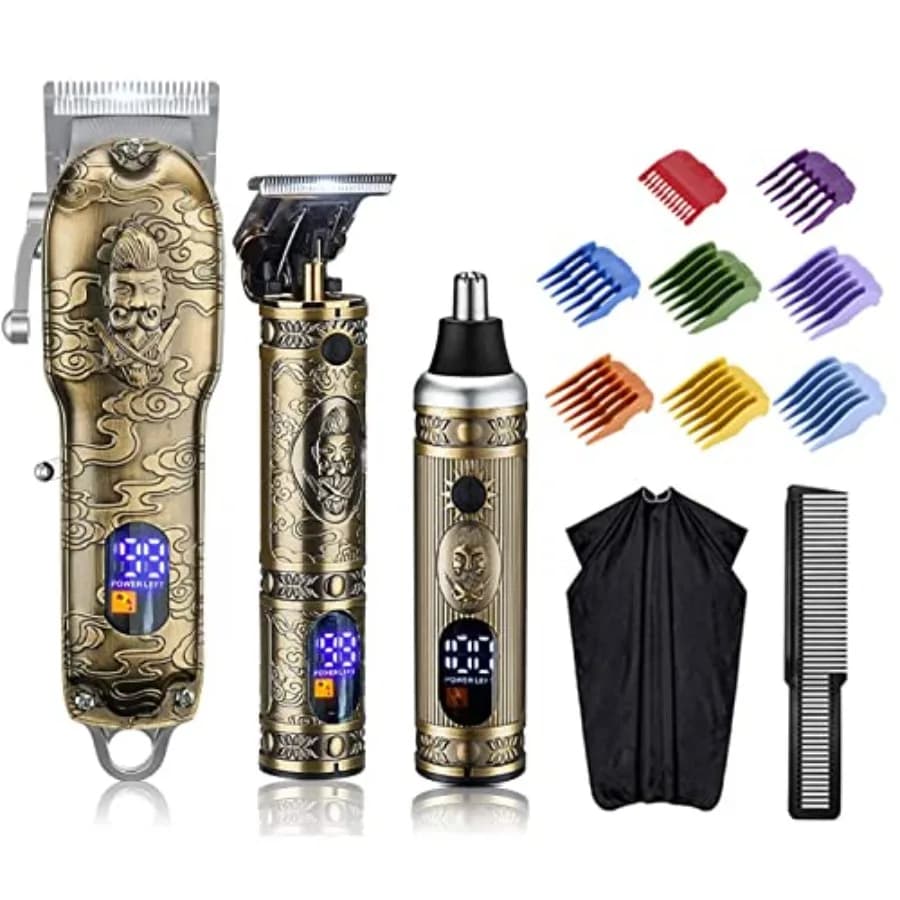 Set 3 Pezzi: Tosatrice per Capelli da Uomo, Regolabarba, Tagliacapelli Naso, Tosatrice Professionale Elettrica a T per Taglio Capelli