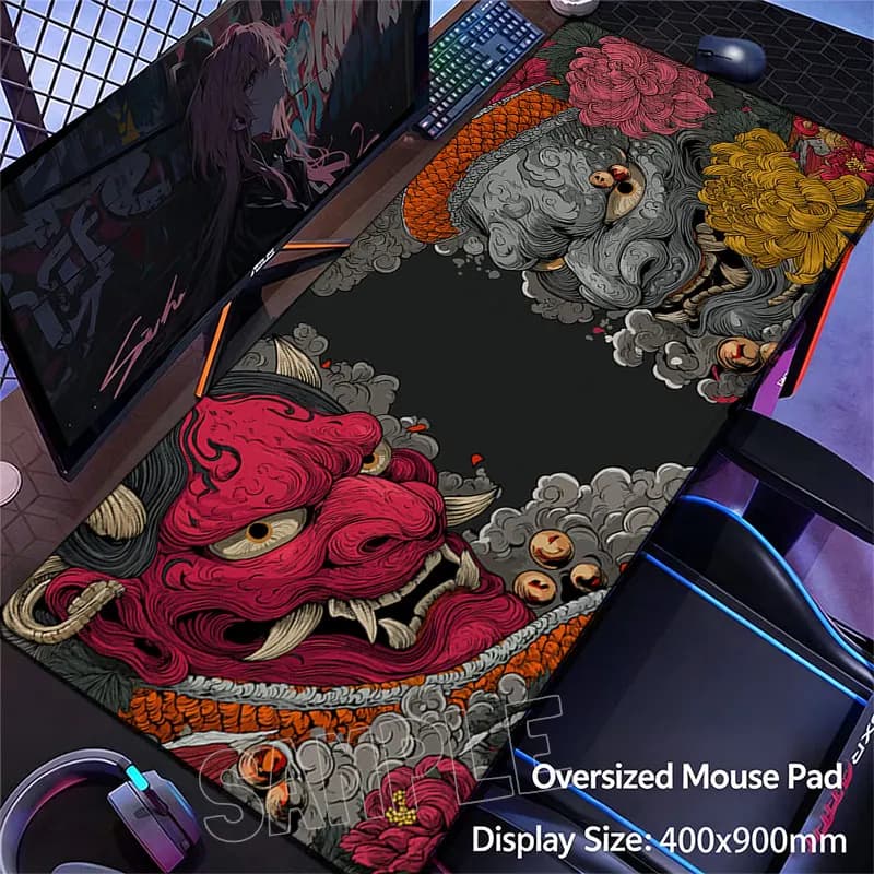 Large Japanese Style Desk Mat Extended Gaming Mouse Pad Non-slip Stitched Edge Keyboard Pad For PC Gamer Laptop Desktop Table