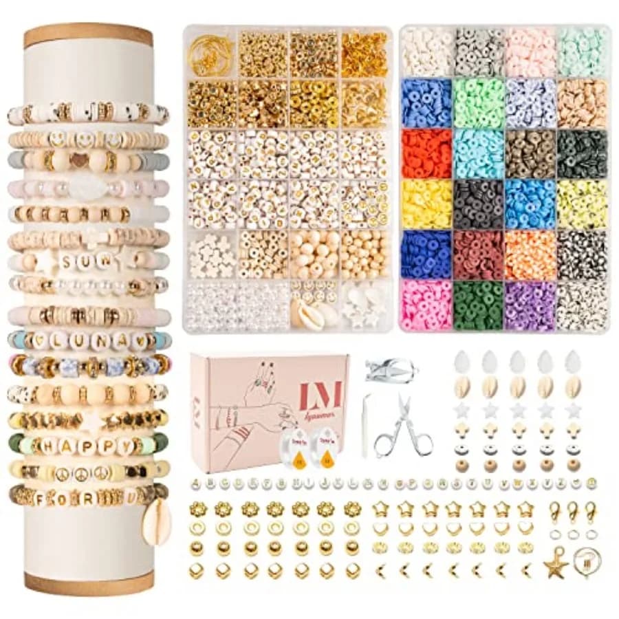 Clay Beads 8000 Pcs 2 Boxes Bracelet Making Kit - 24 Colors Polymer Clay Beads for Bracelet Making Set - Heishi Disc Beads for