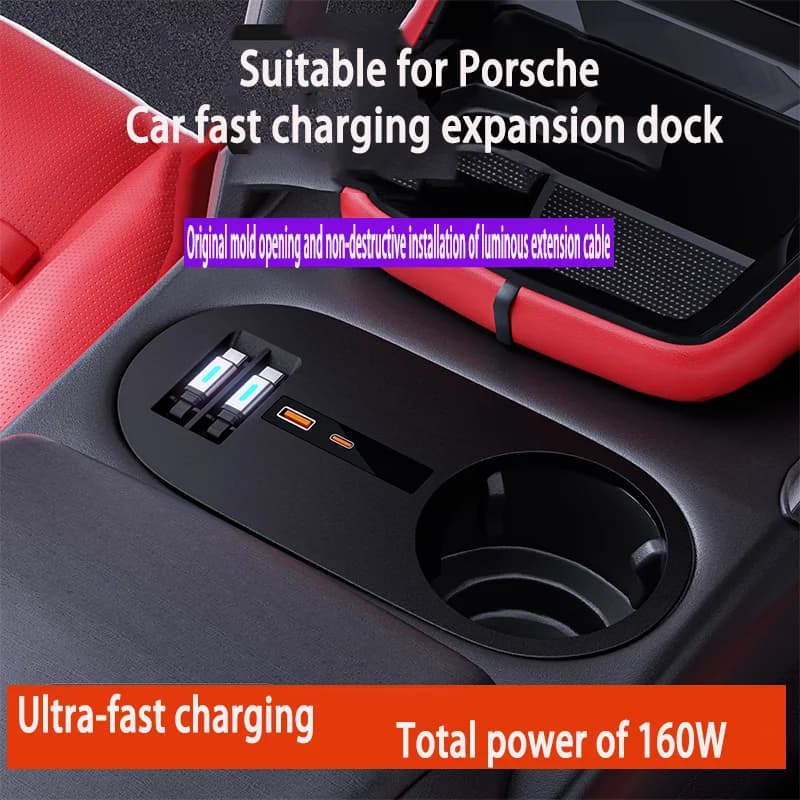 Adatto per caricabatterie per auto Porsche, docking station ad alte prestazioni, cavo di prolunga doppio, ricarica super veloce