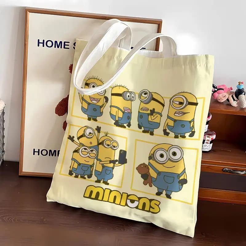 Minions movie animation cartoon cute canvas bag kawaii student tote bag home portable shopping bag shoulder bag gift wholesale