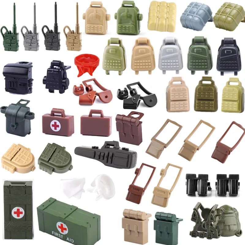Wii soldato figura militare Building Blocks zaino scatola di pronto soccorso sciarpe arabe sciarpe dispositivo di comunicazione mattoni giocattoli
