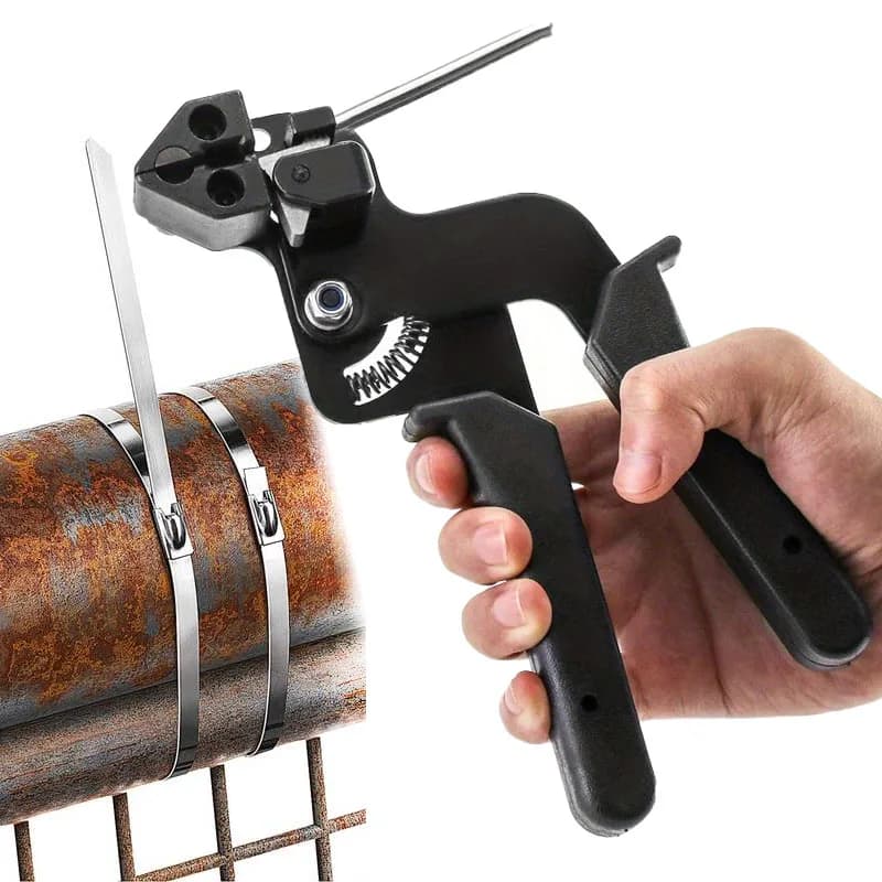 Pistola per fascette in acciaio inossidabile, strumento di bloccaggio automatico per fascette in nylon, plastica e acciaio, strumento per il fissaggio e il taglio.