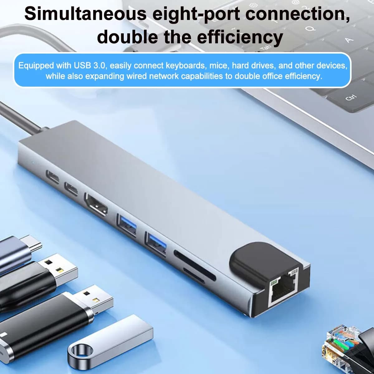 Hub USB C, Splitter Tipo C, Docking Station Thunderbolt 3, Adattatore per Laptop Compatibile con MacBook Air M1, iPad Pro, RJ45, HDMI