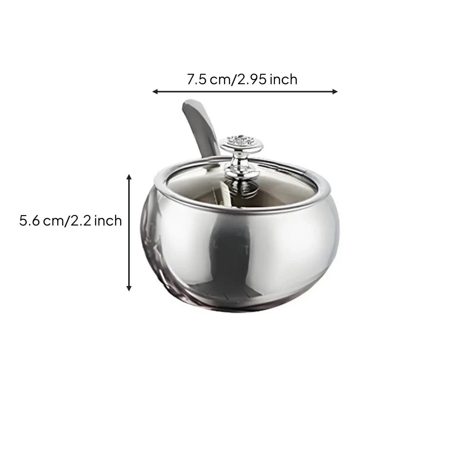Spice Organizer Set Stainless Steel Jar with Glass Top for Kitchen Counter Storage Airtight Condiment Containers Include Spoon