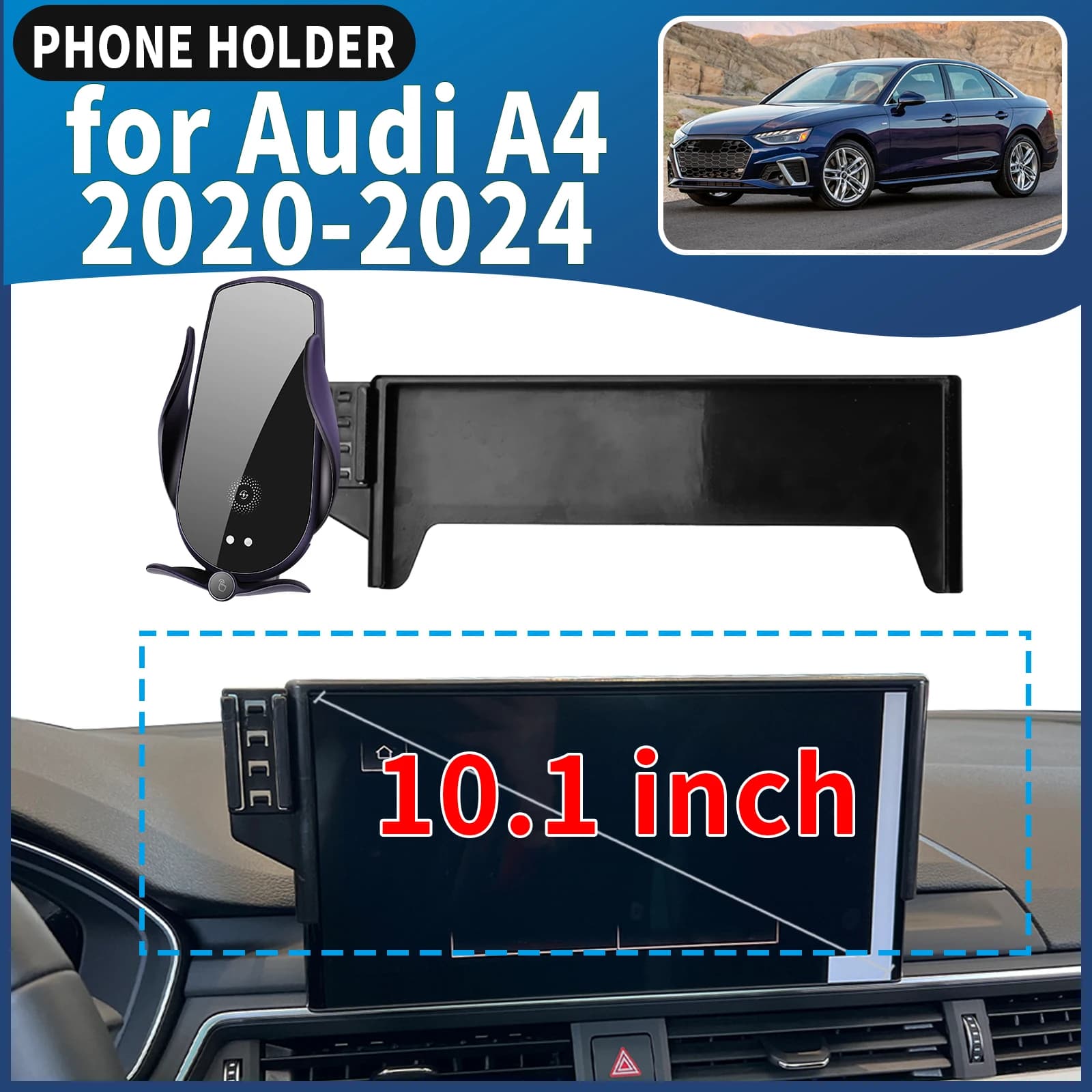 Adatto per Audi A4 2020-2023 2024 10.1 pollici ​ ​ Supporto per telefono da auto, navigazione GPS specifica per il veicolo, accessori di facile installazione