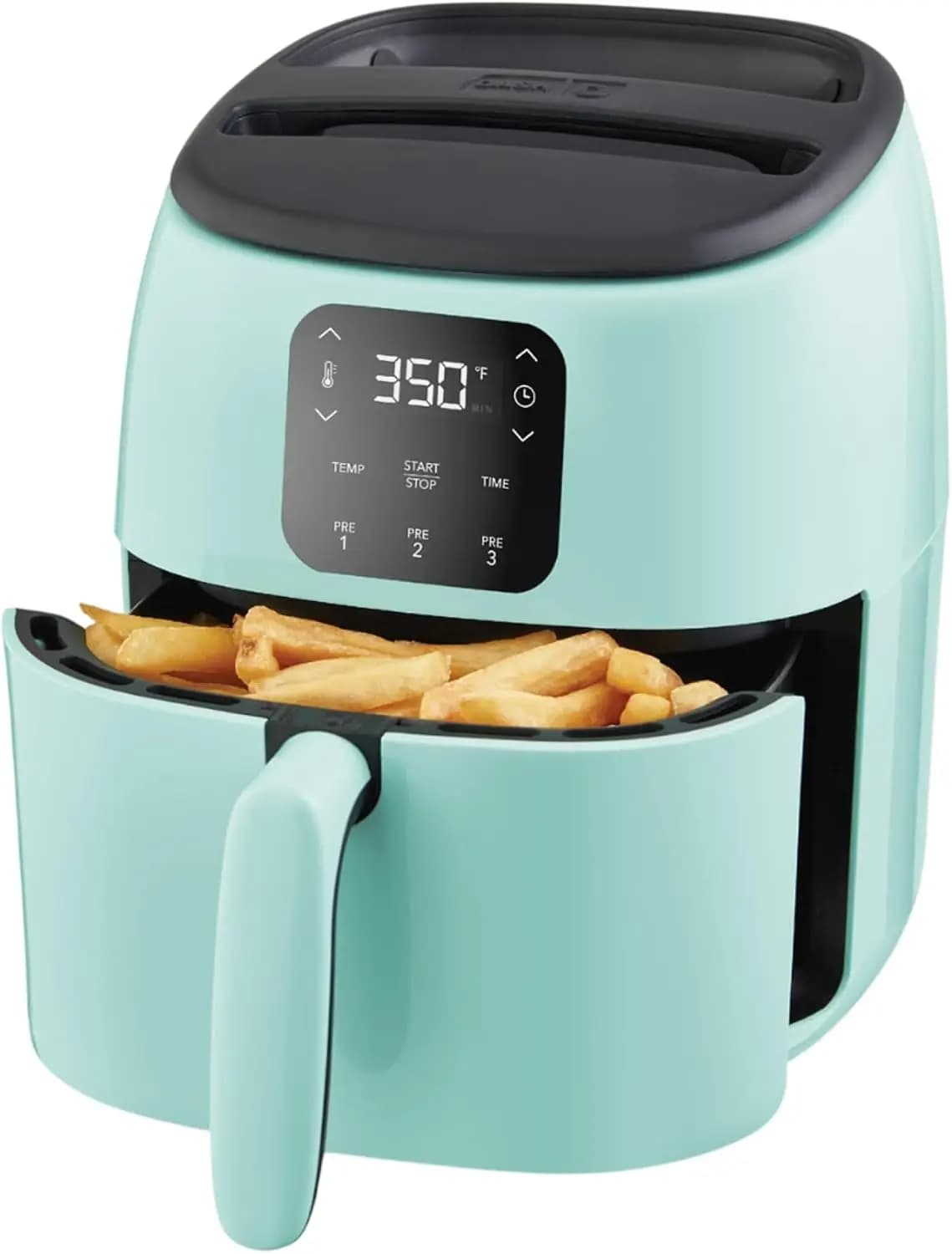 2.6 Quart Compact Air Fryer for 1-2 People, Adjustable Temp & Timer, Auto Shut Off, Dishwasher Safe, Aqua