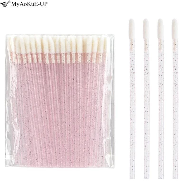 50 pcs disposable crystal lip brush lipstick lipstick gloss berries makeup eyelash micro brushes extension eyelashes applicator clean makeup tool