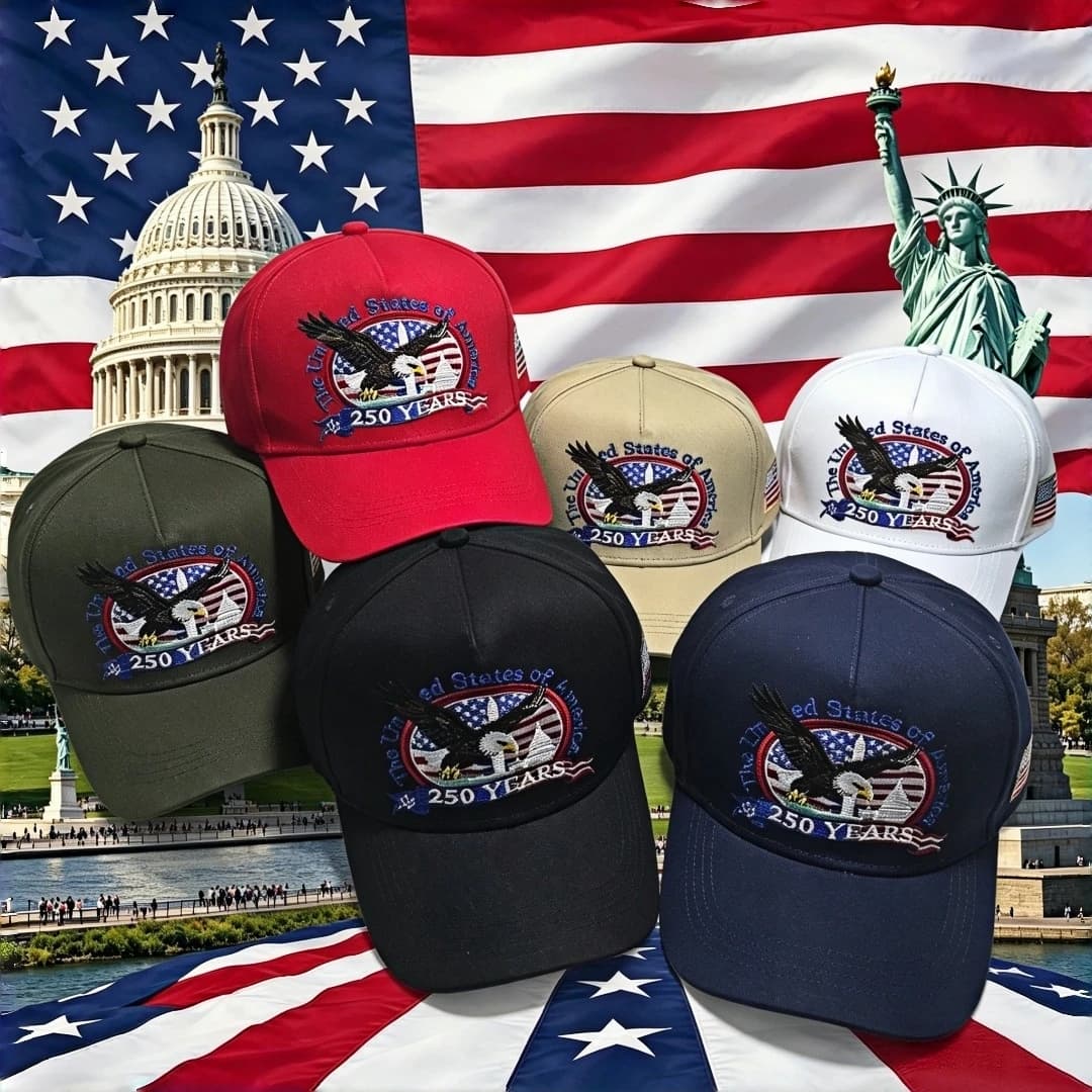 Historic USA 250th Anniversary Bald Eagle Capitol Statue of Liberty Embroidery Patriotic Adjustable Baseball Hat Men Women 4th o
