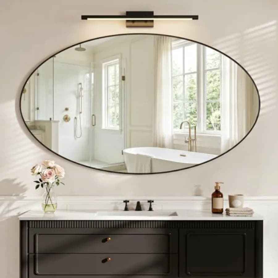 Specchio Ovale Nero per Bagno 30"x48", Specchio Ovale per Camera da Letto, Soggiorno, Ingresso, da Appendere Orizzontalmente o Verticalmente