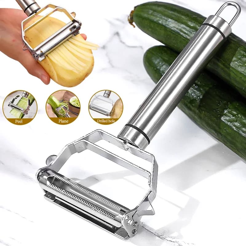 Pelapatate in Acciaio Inox, Grattugia per Verdure e Frutta, Affettatrice per Cavolo, Utensile da Cucina di Alta Qualità