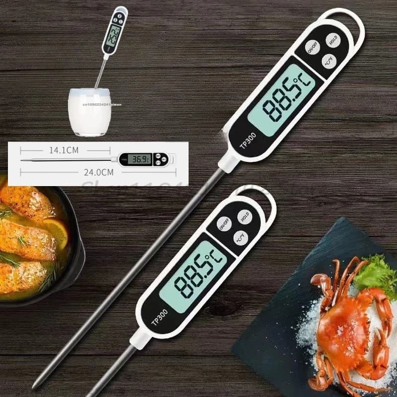 Kitchen thermometer for cooking, digital instrument for measuring meat temperature, electronic thermometer for food with LCD display