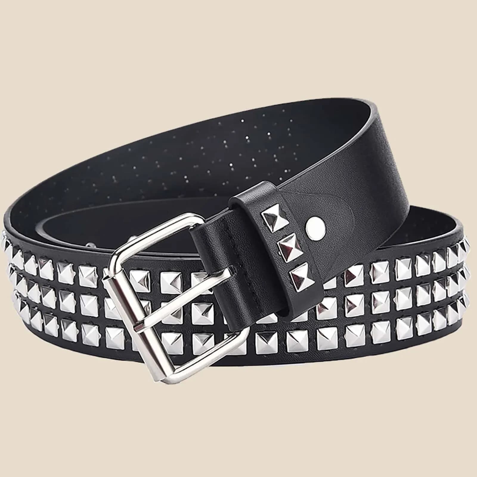 Fashion new belt with rivets with square beads Metal pyramid belt Hardware hardware for men and women Y2K Belt Signed Ladies belt