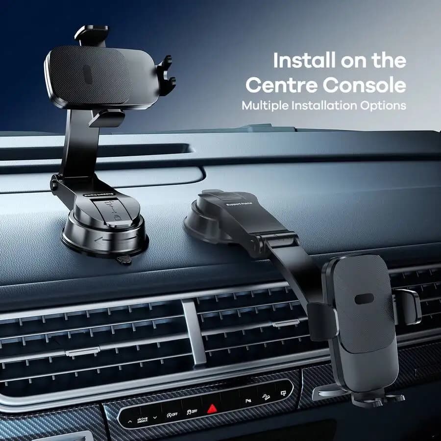 Supporto universale per telefono da auto per cruscotto o parabrezza, regolabile multi-angolo, compatibile con iPhone e Android da 4-7 pollici
