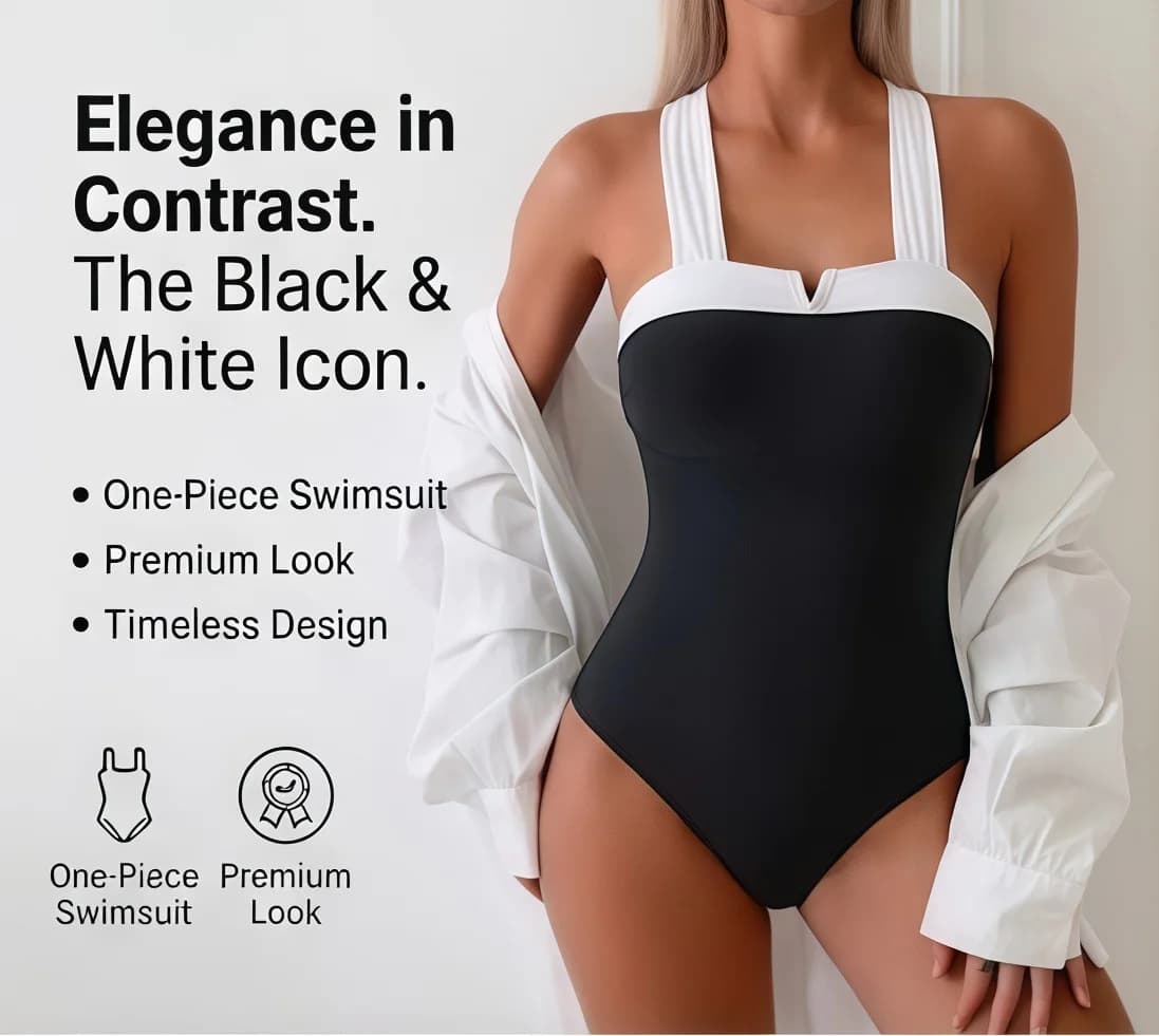 Color Block Tummy Control Sexy One Piece Swimsuit 2026 Women's Slim Fit Summer Holiday Sexy Bodysuit Women's Swimsuit Black Set